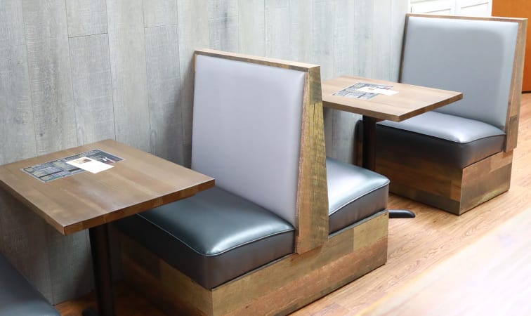 Plain Back Restaurant Booth with Metal Legs