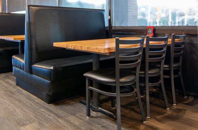 Plain Back Restaurant Booth with Metal Legs